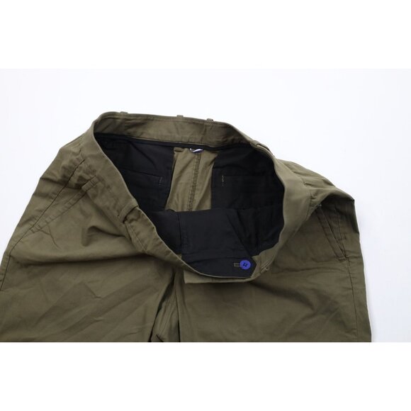 Kit & Ace Mens Size 32 Distressed Flat Front Above Knee Tech Chino Shorts Olive - Picture 7 of 13